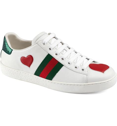 gucci white sneakers with hearts|gucci ace sneakers for women.